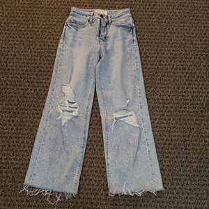 BKE Light Blue Distressed Flare Jeans